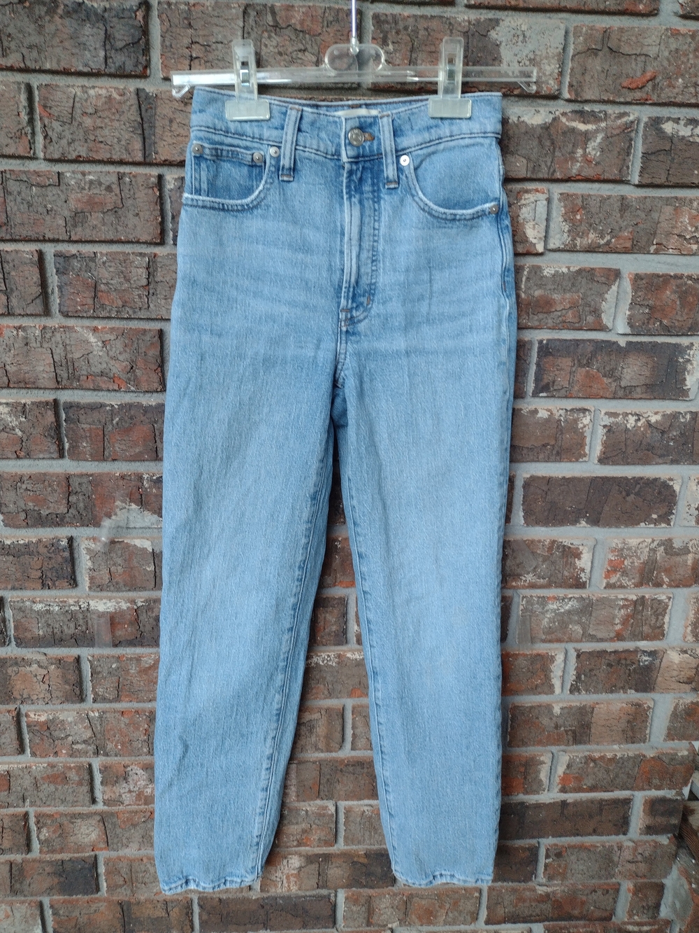 Madewell Sz 23 Tht Perfect Vintage Straight Blue Jeans In Light Wash Stretch